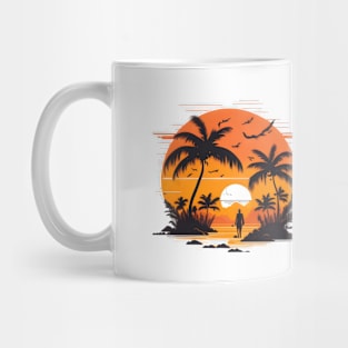 Summer beach sunset silhouette Mug